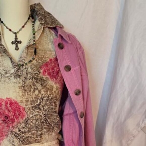 Sleeveless Collored Unique Rose Top, Pink and Brown - Picture 2 of 4